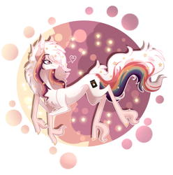 Size: 2665x2691 | Tagged: safe, artist:sugaryicecreammlp, oc, oc:ayaka, earth pony, pony, alternate design, chest fluff, ear fluff, female, mare, multicolored hair, ponified, rainbow tail, solo, species swap, stars, unshorn fetlocks