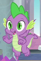 Size: 426x638 | Tagged: safe, screencap, spike, dragon, uprooted, claws, cropped, flying, male, smiling, tail, winged spike