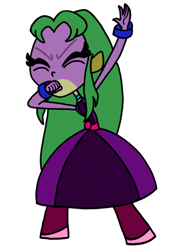 Size: 774x1033 | Tagged: safe, artist:lsalusky, spike, barely pony related, beatboxing, dragon human hybrid, female, palette swap, recolor, starfire, teen titans go