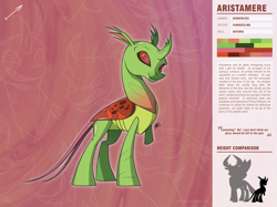 Size: 1280x956 | Tagged: safe, artist:hexfloog, oc, oc:aristamere, changedling, changeling, adoptable, reference sheet