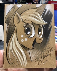 Size: 1664x2048 | Tagged: safe, artist:andypriceart, derpibooru import, applejack, earth pony, pony, colored pencil drawing, cowboy hat, female, hat, looking at you, mare, solo, traditional art