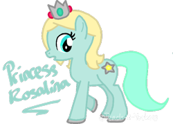 Size: 600x430 | Tagged: safe, artist:peach-x-yoshi, pony, crossover, crown, jewelry, ponified, princess rosalina, regalia, rosalina, solo, super mario bros.