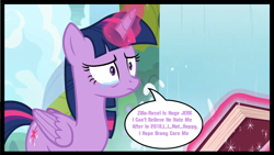 Size: 1280x720 | Tagged: safe, artist:cartoonmasterv3, edit, edited screencap, screencap, twilight sparkle, twilight sparkle (alicorn), alicorn, pony, the point of no return, context is for the weak, crying, grammar error, solo, wat