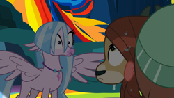 Size: 1920x1080 | Tagged: safe, screencap, silverstream, yona, uprooted, cute, shocked, wet mane