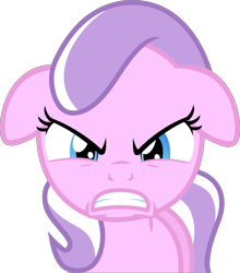 Size: 3025x3438 | Tagged: safe, artist:firestorm-can, edit, editor:slayerbvc, diamond tiara, earth pony, pony, accessory-less edit, angry, female, filly, floppy ears, gritted teeth, looking at you, missing accessory, simple background, solo, transparent background, vector, vector edit