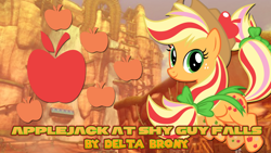 Size: 1920x1080 | Tagged: safe, artist:dashiemlpfim, artist:serenawyr, artist:thisismyphotoshoppin, applejack, earth pony, pony, crossover, cutie mark, mario kart, mario kart 8, rainbow power, rainbow power-ified, super mario bros.