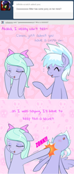 Size: 500x1168 | Tagged: safe, artist:marikaefer, cloudchaser, flitter, pony, ask, ask flitter and cloudchaser, blushing, tumblr