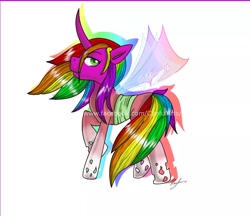 Size: 968x838 | Tagged: safe, artist:cynfularts, oc, changeling, colorful, commission, custom character, rainbow, solo