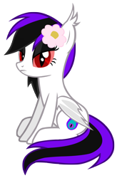 Size: 3649x5573 | Tagged: safe, artist:jackiejak, derpibooru exclusive, oc, oc only, oc:hibiscus gloom, bat pony, pony, bat pony oc, flower, flower in hair, simple background, solo, transparent background, vector