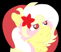 Size: 2000x1700 | Tagged: safe, artist:euspuche, oc, oc:carmen garcía, earth pony, pony, bust, flower, flower in hair, fluffy, logo, portrait