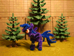 Size: 1333x1000 | Tagged: safe, artist:malte279, oc, oc:silent bow, pegasus, pony, animated, chenille, chenille stems, chenille wire, craft, gif, pipe cleaner sculpture, pipe cleaners, playmobil, stop motion