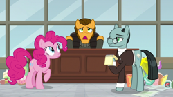 Size: 1920x1080 | Tagged: safe, screencap, cheese sandwich, pinkie pie, earth pony, pony, the last laugh, sans smirk