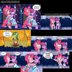 Size: 2988x2964 | Tagged: safe, artist:pinkiepieskitchen, artist:pippy, berry punch, berryshine, pinkie pie, oc, bat pony, earth pony, pony, berrypie, bipedal, blushing, clothes, dignified wear, dress, gala dress, kissing, pinkiepieskitchen