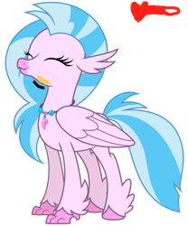 Size: 470x566 | Tagged: safe, artist:thatguy1945, editor:silverstreamfan999, silverstream, hippogriff, cute, diastreamies, eyes closed, interactive, rubbing, simple background, smiling, solo, touching, touching face, wat, white background