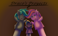 Size: 4000x2500 | Tagged: safe, artist:draconightmarenight, oc, bat pony, pony, bat pony oc, brother, brother and sister, doll, family, female, male, siblings, sisters, succubus oc, toy