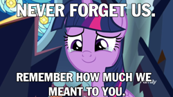 Size: 1920x1080 | Tagged: safe, edit, edited screencap, screencap, twilight sparkle, twilight sparkle (alicorn), alicorn, pony, the beginning of the end, caption, crying, end of ponies, image macro, text