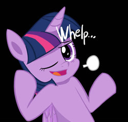 Size: 684x654 | Tagged: safe, artist:ce2438, twilight sparkle, twilight sparkle (alicorn), alicorn, pony, discord (program), emote, female, mare, one eye closed, solo, talking, wink