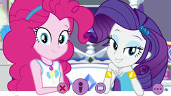 Size: 1920x1080 | Tagged: safe, screencap, pinkie pie, rarity, better together, do it for the ponygram!, equestria girls, eyeshadow, geode of shielding, geode of sugar bombs, lidded eyes, looking at you, magical geodes, makeup, rarity's bedroom, recording, she knows, they know, webcam