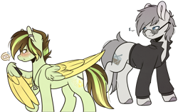 Size: 2389x1502 | Tagged: safe, artist:ak4neh, oc, oc only, oc:akane, oc:rhythm, earth pony, pegasus, pony, female, male, mare, simple background, stallion, transparent background