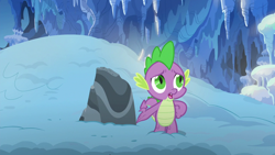 Size: 1280x720 | Tagged: safe, screencap, spike, thorax, dragon, the times they are a changeling, disguise, disguised changeling, rock