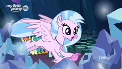 Size: 1920x1080 | Tagged: safe, screencap, gallus, ocellus, sandbar, silverstream, smolder, yona, classical hippogriff, hippogriff, uprooted, cave of harmony, crystal, cute, diastreamies, female, rubble, solo focus, student six