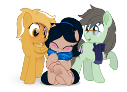 Size: 3751x2731 | Tagged: safe, artist:jhayarr23, artist:potato22, artist:yudhaikeledai, oc, oc only, oc:crescend cinnamon, oc:mareota, oc:paradox, earth pony, pony, 2020 community collab, cute, derpibooru community collaboration, male, movie accurate, show accurate, simple background, transparent background