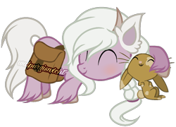 Size: 800x576 | Tagged: safe, artist:t-aroutachiikun, oc, oc:fragant edelweiss, pony, rabbit, animal, base used, horns, male, obtrusive watermark, saddle bag, simple background, solo, stallion, transparent background, unshorn fetlocks, watermark