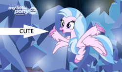 Size: 1058x626 | Tagged: safe, edit, edited screencap, screencap, silverstream, classical hippogriff, hippogriff, uprooted, arrow, captain obvious, caption arrow, crystal, cute, diastreamies, fact, female, my little pony logo, op is right, solo, truth