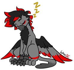 Size: 1280x1212 | Tagged: safe, artist:spheedc, oc, oc only, oc:scorp1.0, oc:scorpio, griffon, commission, digital art, simple background, sleeping, solo, transparent background