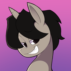 Size: 2039x2048 | Tagged: safe, artist:norithecat, oc, oc:archooves, pony, unicorn, male, smiling, solo, stallion