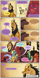 Size: 1000x1917 | Tagged: safe, artist:sannenc, oc, oc only, oc:boris, oc:ibrahim, oc:iris, oc:porter, oc:reyssa, oc:roan, dracony, dragon, earth pony, hybrid, kirin, pony, unicorn, collaboration, comic:friendship is dragons, comic, dialogue, earth pony oc, female, horn, kirin oc, male, mare, stallion, unicorn oc