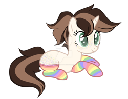 Size: 1280x988 | Tagged: safe, artist:magicdarkart, oc, oc only, pony, unicorn, base used, butt freckles, clothes, deviantart watermark, female, freckles, mare, obtrusive watermark, prone, rainbow socks, simple background, socks, solo, striped socks, transparent background, watermark