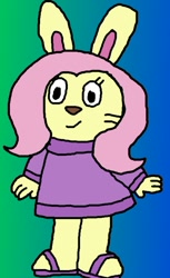 Size: 468x763 | Tagged: safe, artist:ianpony98, fluttershy, anthro, rabbit, 1000 hours in paint.net, adventures of the little koala, bunnified, bunnyshy, cute, female, gradient background, solo, species swap