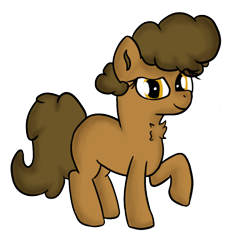 Size: 473x473 | Tagged: artist needed, safe, oc, oc only, oc:cookie crumbles, earth pony, blank flank, chest fluff, cookie, female, food, looking at you, mare, poofy mane, raised hoof, simple background, transparent background