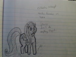 Size: 4160x3120 | Tagged: safe, fluttershy, pegasus, pony, lined paper, pencil drawing, solo, traditional art