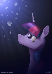 Size: 2480x3508 | Tagged: safe, artist:bcrich40, twilight sparkle, pony, bust, portrait, snow, snowflake, solo