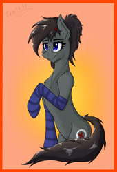 Size: 1469x2160 | Tagged: safe, artist:trast113, oc, oc only, earth pony, pony, clothes, female, mare, socks, solo, striped socks