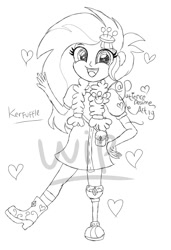 Size: 819x1200 | Tagged: safe, artist:payshie chastity art, kerfuffle, equestria girls, rainbow roadtrip, equestria girls-ified, monochrome, sketch