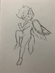 Size: 3024x4032 | Tagged: safe, artist:cloudnova-art, oc, oc only, anthro, pegasus, anthro oc, solo, traditional art