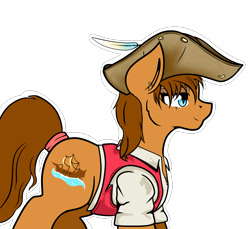 Size: 3200x2929 | Tagged: safe, artist:chaosmauser, oc, oc:golden sails, pony, author:britanon, comedy, hat, pirate, pirate hat, solo, story included