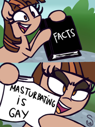 Size: 1080x1442 | Tagged: safe, artist:kamikazelenna, edit, edited edit, oc, oc only, oc:lenna, caption, downvote bait, exploitable meme, female, image macro, mare, meme, op is a cuck, recolor, text, trolling, twilight's fact book, vulgar