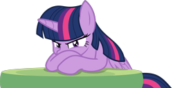 Size: 2658x1361 | Tagged: safe, artist:phucknuckl, twilight sparkle, twilight sparkle (alicorn), alicorn, pony, the ending of the end, simple background, solo, table, transparent background, vector