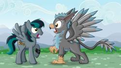 Size: 7000x3942 | Tagged: safe, artist:blackgryph0n, oc, oc only, oc:blackgryph0n, griffon, pegasus, pony, inkscape, paradox, self ponidox, vector