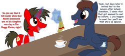 Size: 4091x1841 | Tagged: safe, artist:shadymeadow, oc, oc:fried egg, pony, unicorn, coffee cup, cup, magic, male, ponified, simple background, stallion, tony rydinger, transparent background