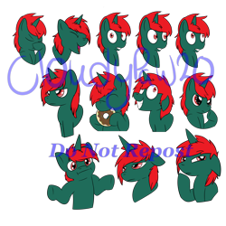 Size: 5000x5000 | Tagged: safe, artist:cloudypaw20, oc, oc only, alicorn, pegasus, pony, unicorn, donut, emoji, expressions, facehoof, food, horn, male, red mane, red tail, shepherd of fire, shocked, shrug, solo