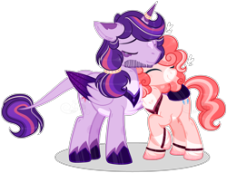 Size: 4301x3279 | Tagged: safe, artist:sh3llysh00, pinkie pie, twilight sparkle, twilight sparkle (alicorn), alicorn, pony, alternate design, base used, female, hug, shipping, simple background, straight, transgender, transparent background, twinkie