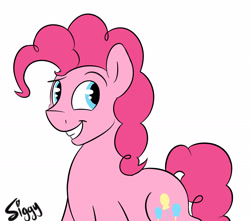 Size: 2463x2177 | Tagged: safe, artist:siggyderp, derpibooru import, bubble berry, pinkie pie, earth pony, pony, grin, male, rule 63, signature, simple background, smiling, solo, stallion, white background