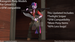 Size: 1024x576 | Tagged: safe, artist:kassgrein, artist:sarcastic-brony, twilight sparkle, anthro, 3d, 3d model, crossover, deviantart watermark, downloadable, female, gmod, gun, obtrusive watermark, rifle, sniper rifle, solo, source filmmaker, team fortress 2, twilight sniper, watermark, weapon