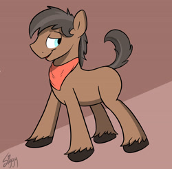 Size: 3225x3158 | Tagged: safe, artist:siggyderp, full steam, promontory, earth pony, pony, bandana, blank flank, male, side view, signature, sketch, solo, stallion