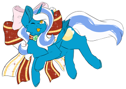 Size: 1024x725 | Tagged: safe, artist:mitsuyotsukaze, oc, oc:fleurbelle, alicorn, pony, :p, alicorn oc, bow, breasts, cheek fluff, chestbreasts, christmas, christmas bow, cute, golden eyes, hair bow, holiday, one eye closed, pretty, sweet, tongue out, wink